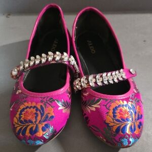 Aldo Fuchsia Floral Embellished Mary Janes